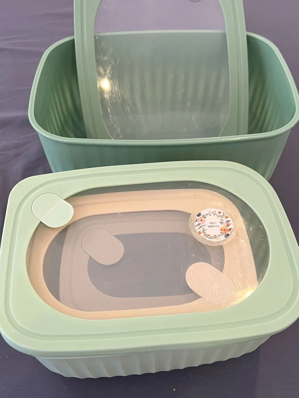 Multi-Size Mint Green and Cream stackable Food Storage Container Set